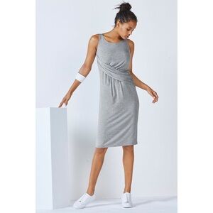Fabletics- Grey Criss Cross Retta Midi Dress -Size M